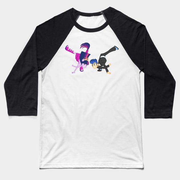 Twilight and Flash dancing Baseball T-Shirt by CloudyGlow